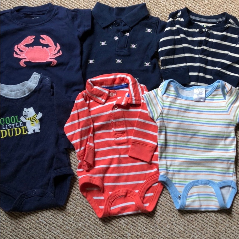 6 - Carter’s/Jumping Beans/Koala baby boys size 3 month onesies & tops